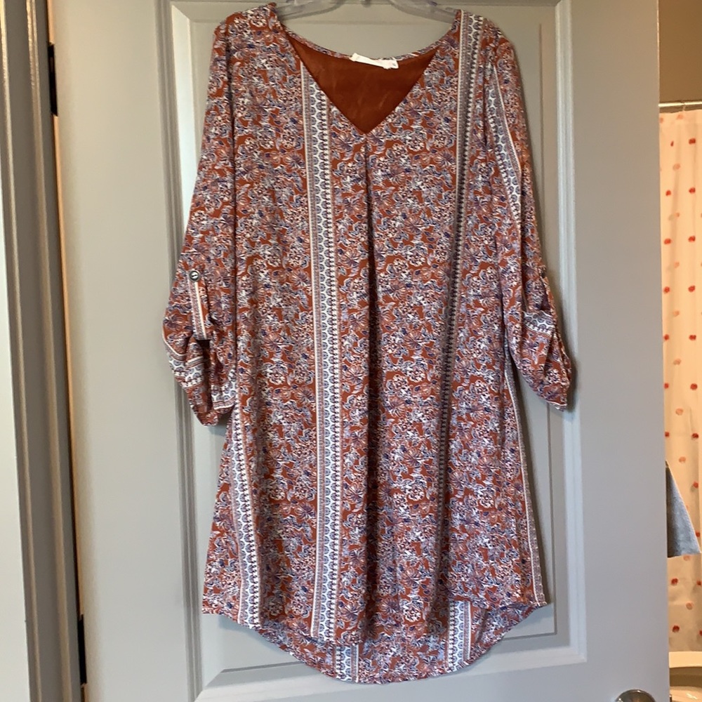 Brown blue formal dress